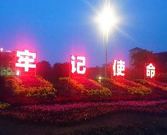儋州市2018年春节花艺发光字美陈布置